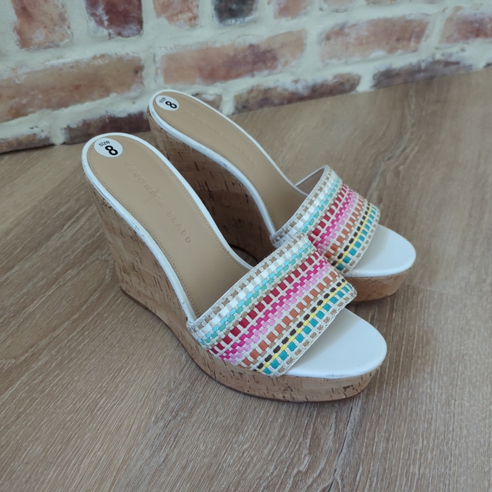 Veronica Beard Women's  Dali Woven Wedge Sandals multicolor Size 8